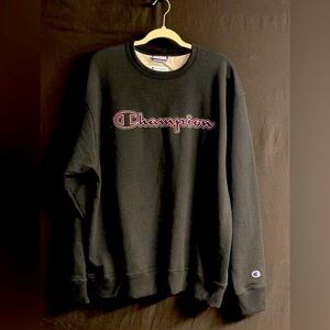 Champion Black Sweatshirt with Pink Logo